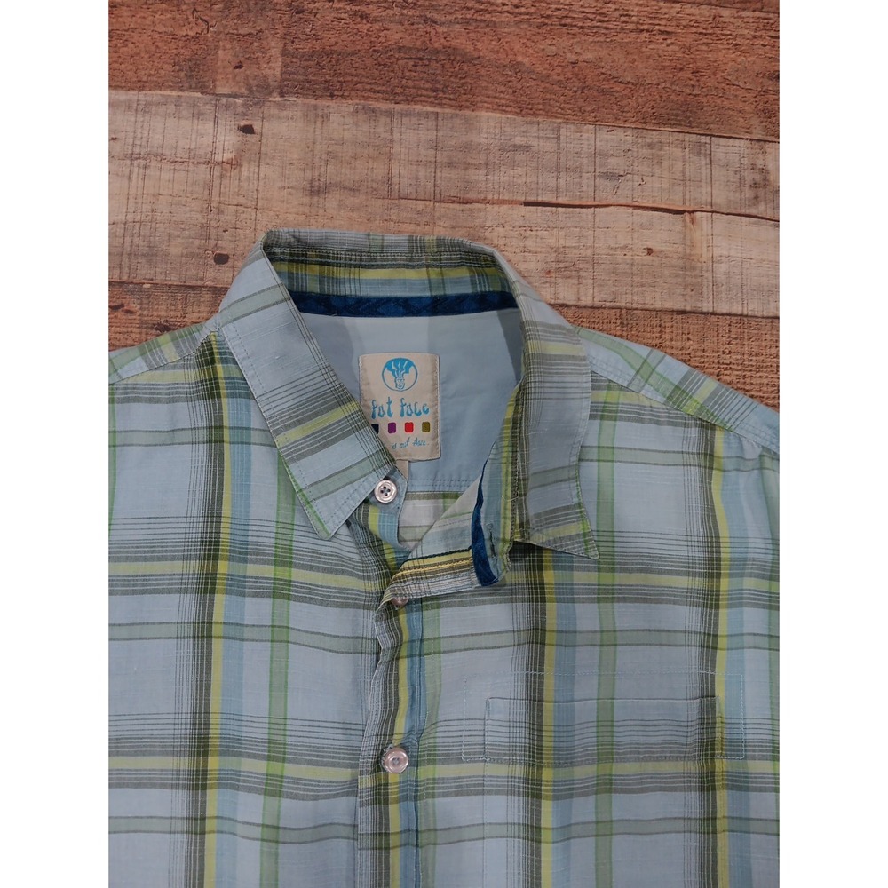 Fat Face Button Up Shirt Mens Sz XL Plaid Short Sleeve Casual 2632